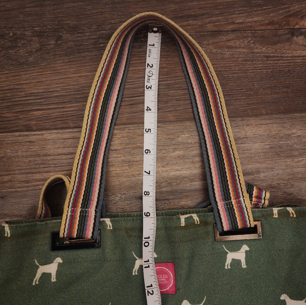 Joules Green Dog Print Tote Bag - Picture 7 of 8